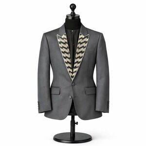 The Kooples Beaded Blazer Women's Size 6 Black Tuxedo Jacket Metallic French 38